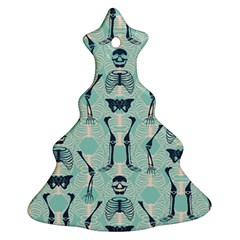 Skull Skeleton Repeat Pattern Subtle Rib Cages Bone Monster Halloween Christmas Tree Ornament (Two Sides)