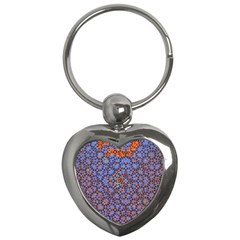 Silk Screen Sound Frequencies Net Blue Key Chains (heart) 