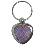 Silk Screen Sound Frequencies Net Blue Key Chains (Heart)  Front