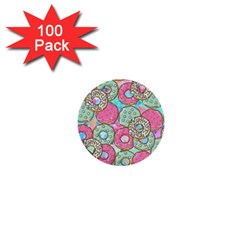 Donuts Pattern 1  Mini Buttons (100 Pack)  by ValentinaDesign