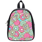 Donuts pattern School Bag (Small) Front