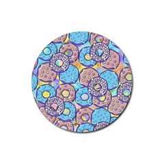 Donuts Pattern Rubber Coaster (round)  by ValentinaDesign
