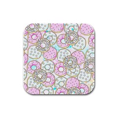 Donuts Pattern Rubber Square Coaster (4 Pack)  by ValentinaDesign