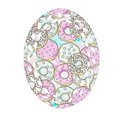 Donuts Pattern Oval Filigree Ornament (two Sides) by ValentinaDesign