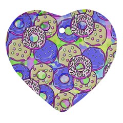 Donuts Pattern Heart Ornament (two Sides) by ValentinaDesign