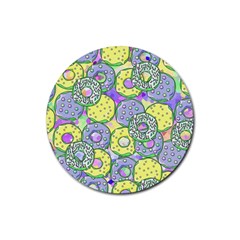 Donuts Pattern Rubber Coaster (round)  by ValentinaDesign