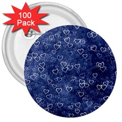 Heart Pattern 3  Buttons (100 Pack)  by ValentinaDesign