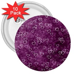 Heart Pattern 3  Buttons (10 Pack)  by ValentinaDesign