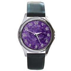 Heart Pattern Round Metal Watch by ValentinaDesign