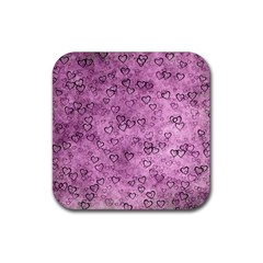 Heart Pattern Rubber Square Coaster (4 Pack)  by ValentinaDesign