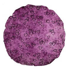 Heart Pattern Large 18  Premium Flano Round Cushions by ValentinaDesign
