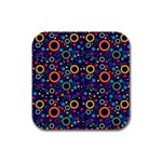 70s pattern Rubber Square Coaster (4 pack)  Front