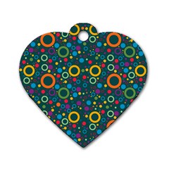 70s Pattern Dog Tag Heart (one Side) by ValentinaDesign