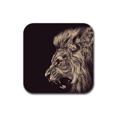 Angry Male Lion Rubber Square Coaster (4 pack) 