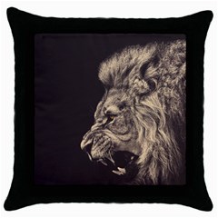 Angry Male Lion Throw Pillow Case (Black)