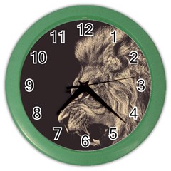 Angry Male Lion Color Wall Clocks