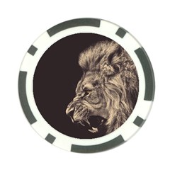 Angry Male Lion Poker Chip Card Guard