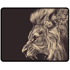 Angry Male Lion Double Sided Fleece Blanket (Medium) 