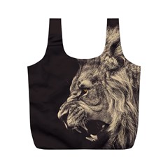 Angry Male Lion Full Print Recycle Bags (M) 