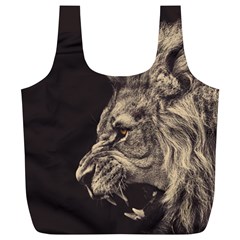 Angry Male Lion Full Print Recycle Bags (L) 