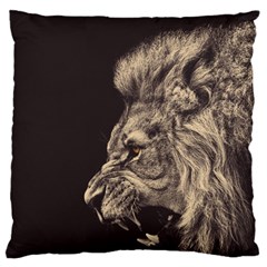 Angry Male Lion Large Flano Cushion Case (Two Sides)