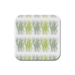 Weeds Grass Green Yellow Leaf Rubber Square Coaster (4 Pack) 