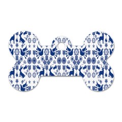 Rabbits Deer Birds Fish Flowers Floral Star Blue White Sexy Animals Dog Tag Bone (two Sides) by Mariart