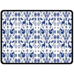 Rabbits Deer Birds Fish Flowers Floral Star Blue White Sexy Animals Fleece Blanket (large)  by Mariart