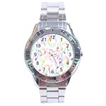 Rainbow Green Purple Pink Red Blue Pattern Zommed Stainless Steel Analogue Watch Front