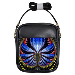 Illustration Robot Wave Girls Sling Bags by Mariart