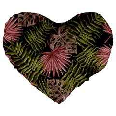 Tropical pattern Large 19  Premium Flano Heart Shape Cushions