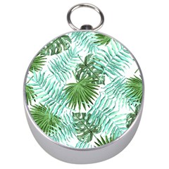 Tropical Pattern Silver Compasses by ValentinaDesign