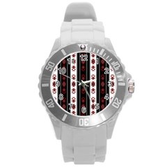 Folklore pattern Round Plastic Sport Watch (L)