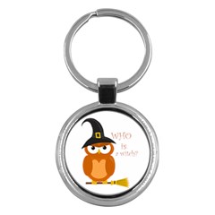 Halloween Orange Witch Owl Key Chains (round)  by Valentinaart