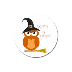 Halloween Orange Witch Owl Magnet 3  (round) by Valentinaart