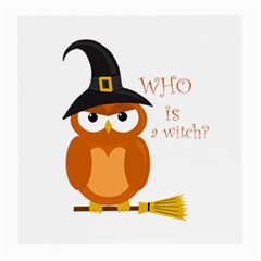 Halloween Orange Witch Owl Medium Glasses Cloth (2-side) by Valentinaart