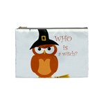 Halloween orange witch owl Cosmetic Bag (Medium)  Front