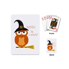 Halloween Orange Witch Owl Playing Cards (mini)  by Valentinaart