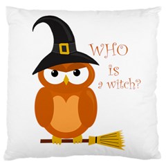 Halloween Orange Witch Owl Large Cushion Case (one Side) by Valentinaart