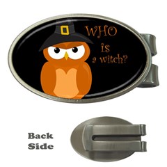 Halloween Orange Witch Owl Money Clips (oval)  by Valentinaart