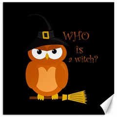 Halloween Orange Witch Owl Canvas 16  X 16   by Valentinaart