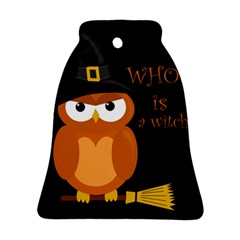 Halloween Orange Witch Owl Ornament (bell) by Valentinaart