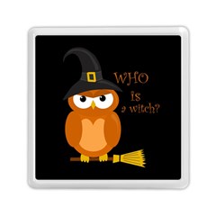 Halloween Orange Witch Owl Memory Card Reader (square)  by Valentinaart