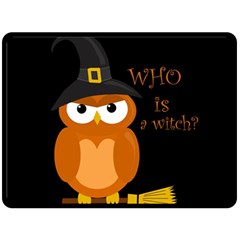 Halloween Orange Witch Owl Double Sided Fleece Blanket (large) 