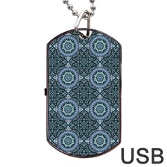 Oriental Pattern Dog Tag Usb Flash (two Sides) by ValentinaDesign