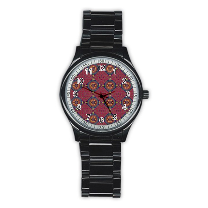 Oriental pattern Stainless Steel Round Watch