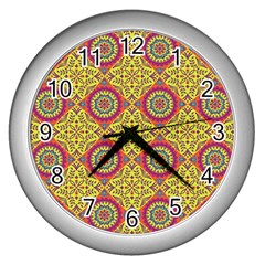 Oriental Pattern Wall Clocks (silver) 