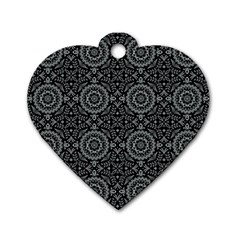 Oriental Pattern Dog Tag Heart (two Sides) by ValentinaDesign