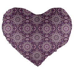 Oriental pattern Large 19  Premium Flano Heart Shape Cushions
