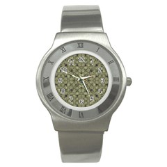 Stylized Modern Floral Design Stainless Steel Watch by dflcprints